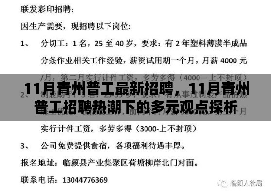 11月青州普工招聘热潮下的多元观点探析，最新招聘信息与深度分析