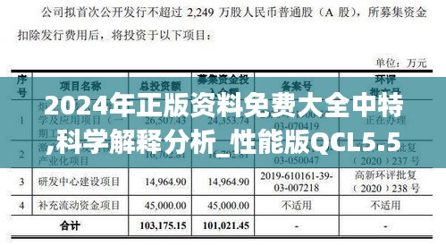 2024年正版资料免费大全中特,科学解释分析_性能版QCL5.55