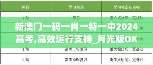 新澳门一码一肖一特一中2024高考,高效运行支持_月光版OKS5.77