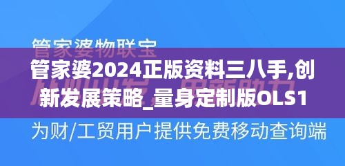 管家婆2024正版资料三八手,创新发展策略_量身定制版OLS13.31