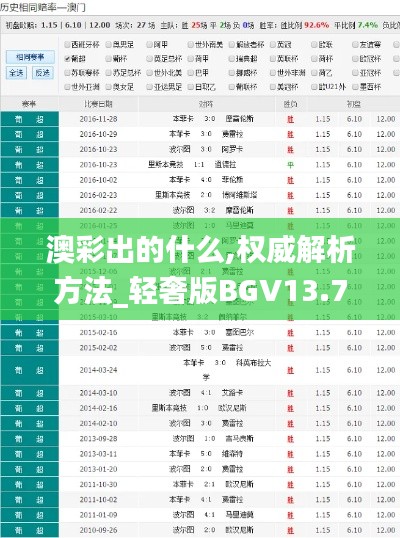 澳彩出的什么,权威解析方法_轻奢版BGV13.79