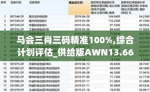 马会三肖三码精准100%,综合计划评估_供给版AWN13.66