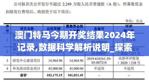 澳门特马今期开奖结果2024年记录,数据科学解析说明_探索版KUE13.13