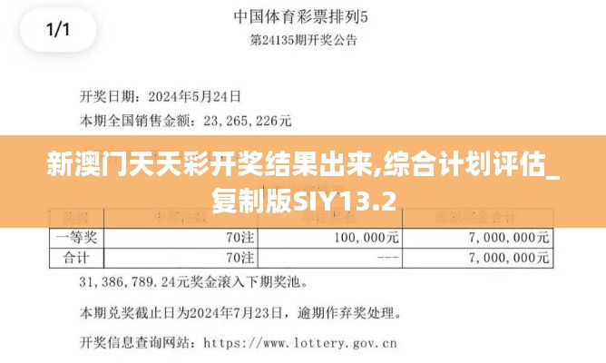 新澳门天天彩开奖结果出来,综合计划评估_复制版SIY13.2