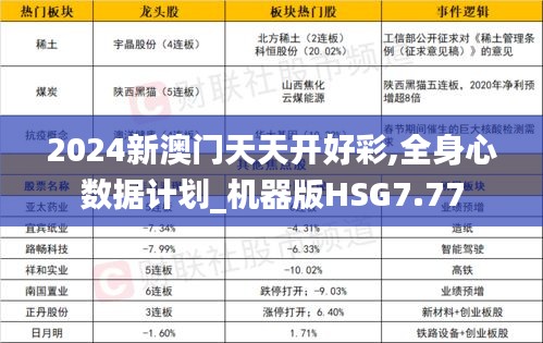 2024新澳门天天开好彩,全身心数据计划_机器版HSG7.77