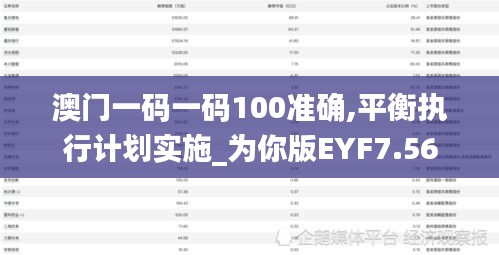 澳门一码一码100准确,平衡执行计划实施_为你版EYF7.56