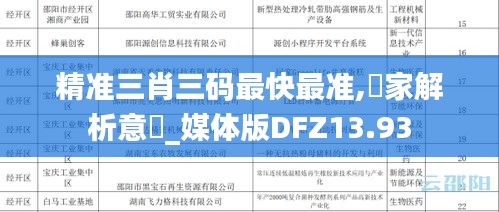 精准三肖三码最快最准,專家解析意見_媒体版DFZ13.93