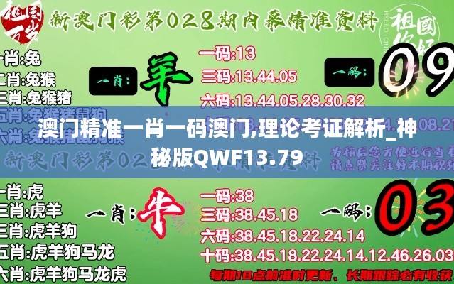 澳门精准一肖一码澳门,理论考证解析_神秘版QWF13.79