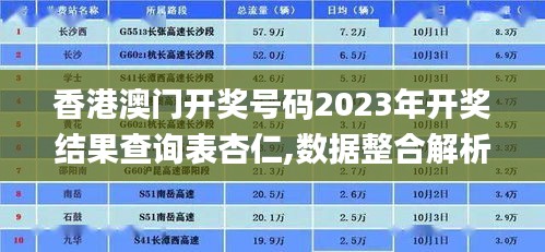 香港澳门开奖号码2023年开奖结果查询表杏仁,数据整合解析计划_私人版EGZ13.23