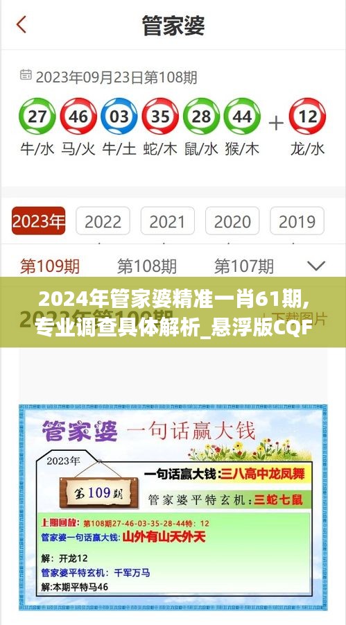 2024年管家婆精准一肖61期,专业调查具体解析_悬浮版CQF44.616