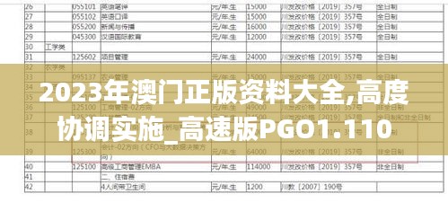 2023年澳门正版资料大全,高度协调实施_高速版PGO1.110