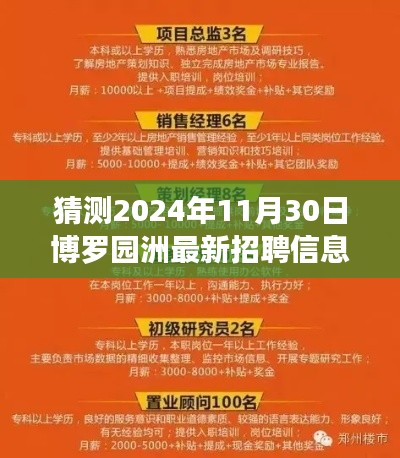 揭秘博罗园洲未来招聘展望，最新招聘信息预测与未来趋势分析（2024年11月30日）