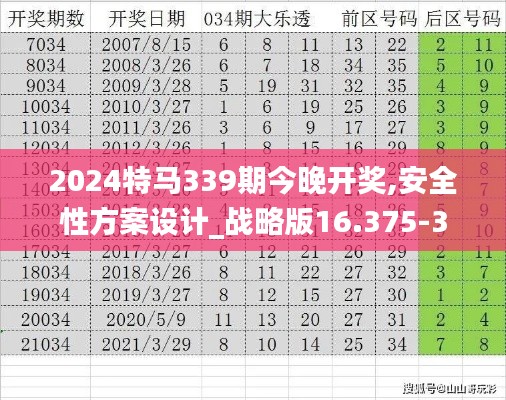 2024特马339期今晚开奖,安全性方案设计_战略版16.375-3