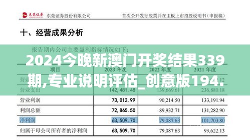 2024今晚新澳门开奖结果339期,专业说明评估_创意版194.283-8