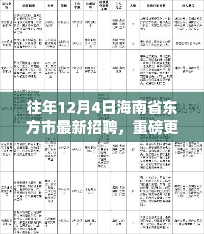 往年12月4日海南省东方市最新招聘热潮，职位多样挑战等你来！