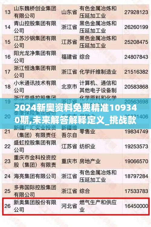 2024新奥资料免费精准109340期,未来解答解释定义_挑战款16.800-9