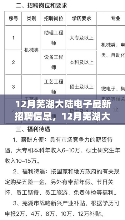 12月芜湖大陆电子最新招聘信息及职场机遇与挑战概览