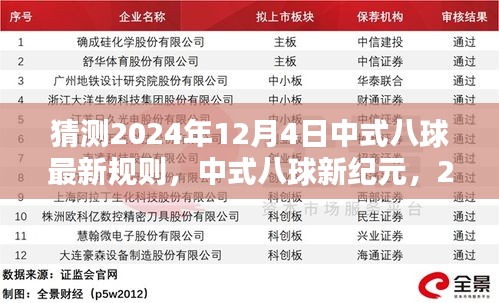 2024年12月4日中式八球新规则猜想及其深远影响，开启八球新纪元