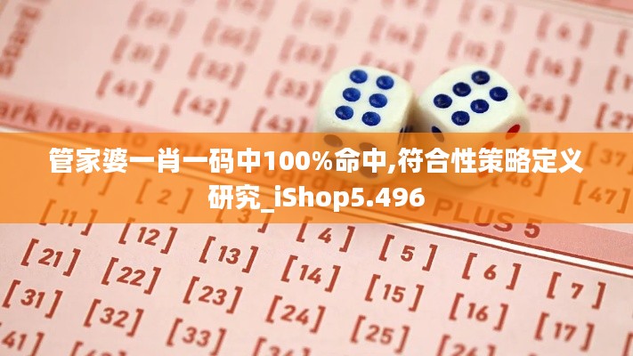 管家婆一肖一码中100%命中,符合性策略定义研究_iShop5.496