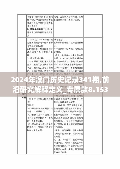 2024年澳门历史记录341期,前沿研究解释定义_专属款8.153