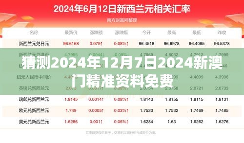 猜测2024年12月7日2024新澳门精准资料免费