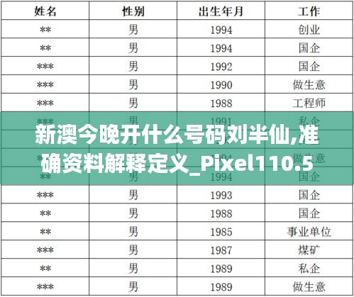 新澳今晚开什么号码刘半仙,准确资料解释定义_Pixel110.553