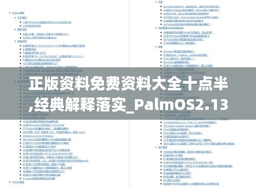 正版资料免费资料大全十点半,经典解释落实_PalmOS2.137