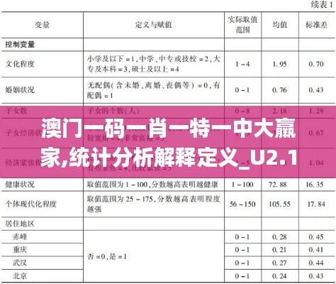 澳门一码一肖一特一中大羸家,统计分析解释定义_U2.142