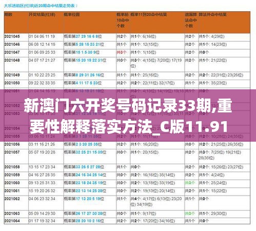 新澳门六开奖号码记录33期,重要性解释落实方法_C版11.915