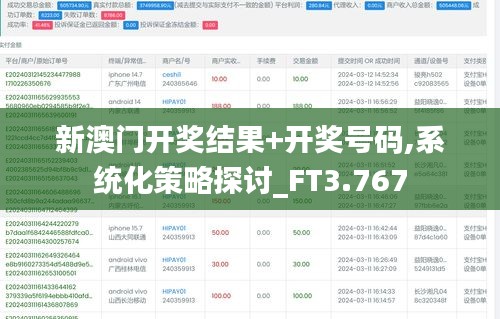 新澳门开奖结果+开奖号码,系统化策略探讨_FT3.767