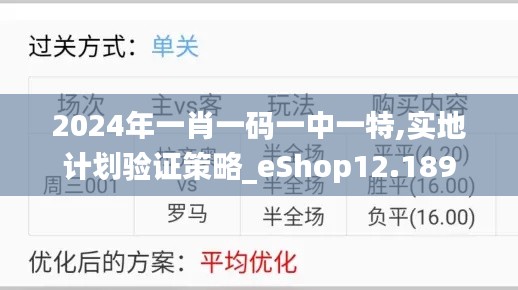 2024年一肖一码一中一特,实地计划验证策略_eShop12.189