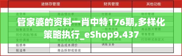 管家婆的资料一肖中特176期,多样化策略执行_eShop9.437