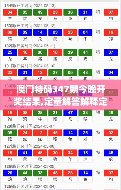 澳门特码347期今晚开奖结果,定量解答解释定义_Ultra2.739