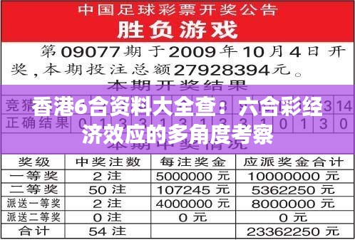 香港6合资料大全查：六合彩经济效应的多角度考察