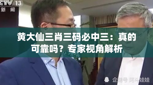 黄大仙三肖三码必中三：真的可靠吗？专家视角解析