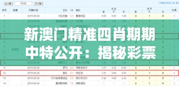 新澳门精准四肖期期中特公开：揭秘彩票预测的科学依据