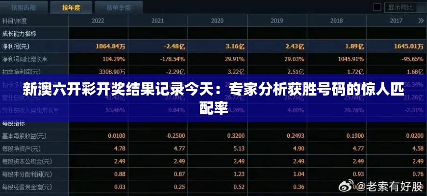 新澳六开彩开奖结果记录今天：专家分析获胜号码的惊人匹配率