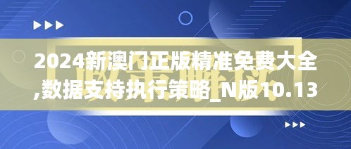 2024新澳门正版精准免费大全,数据支持执行策略_N版10.132