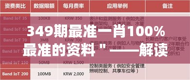 349期最准一肖100%最准的资料＂——解读生肖走势的新视角