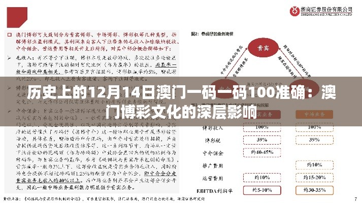 历史上的12月14日澳门一码一码100准确：澳门博彩文化的深层影响