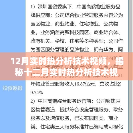 揭秘前沿科技，十二月实时热分析技术视频引领未来工业发展风潮