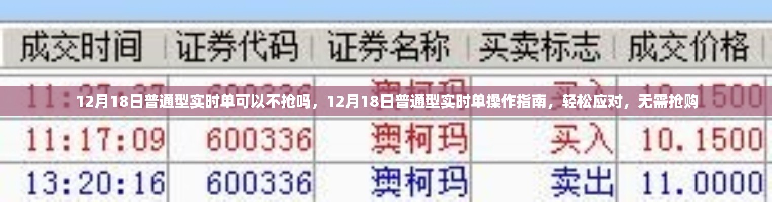 12月18日普通型实时单操作指南，轻松应对，无需抢购