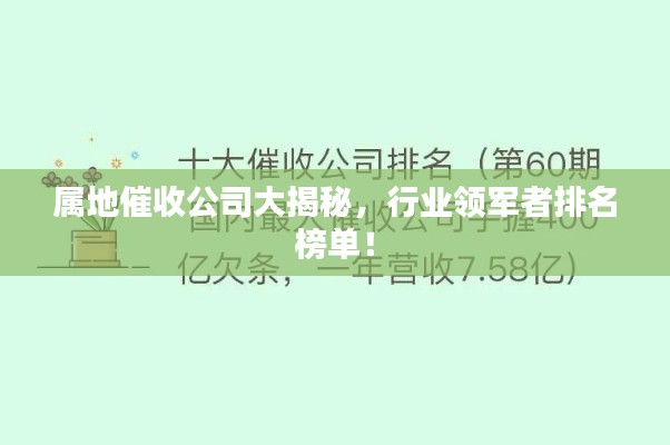 属地催收公司大揭秘，行业领军者排名榜单！