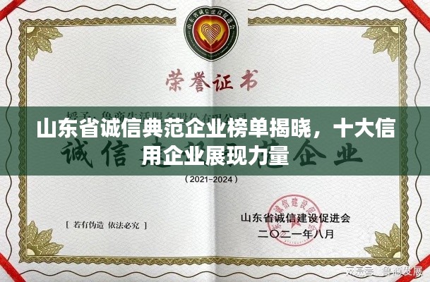 山东省诚信典范企业榜单揭晓，十大信用企业展现力量