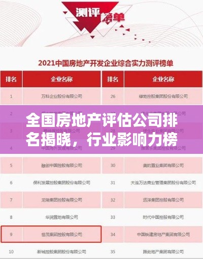 全国房地产评估公司排名揭晓，行业影响力榜单及趋势分析