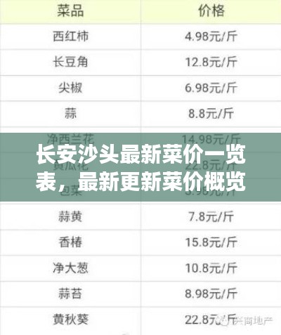 长安沙头最新菜价一览表，最新更新菜价概览