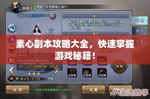 素心副本攻略大全，快速掌握游戏秘籍！