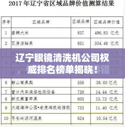 辽宁眼镜清洗机公司权威排名榜单揭晓！