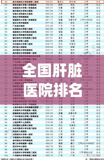全国肝脏医院排名前十榜单揭晓